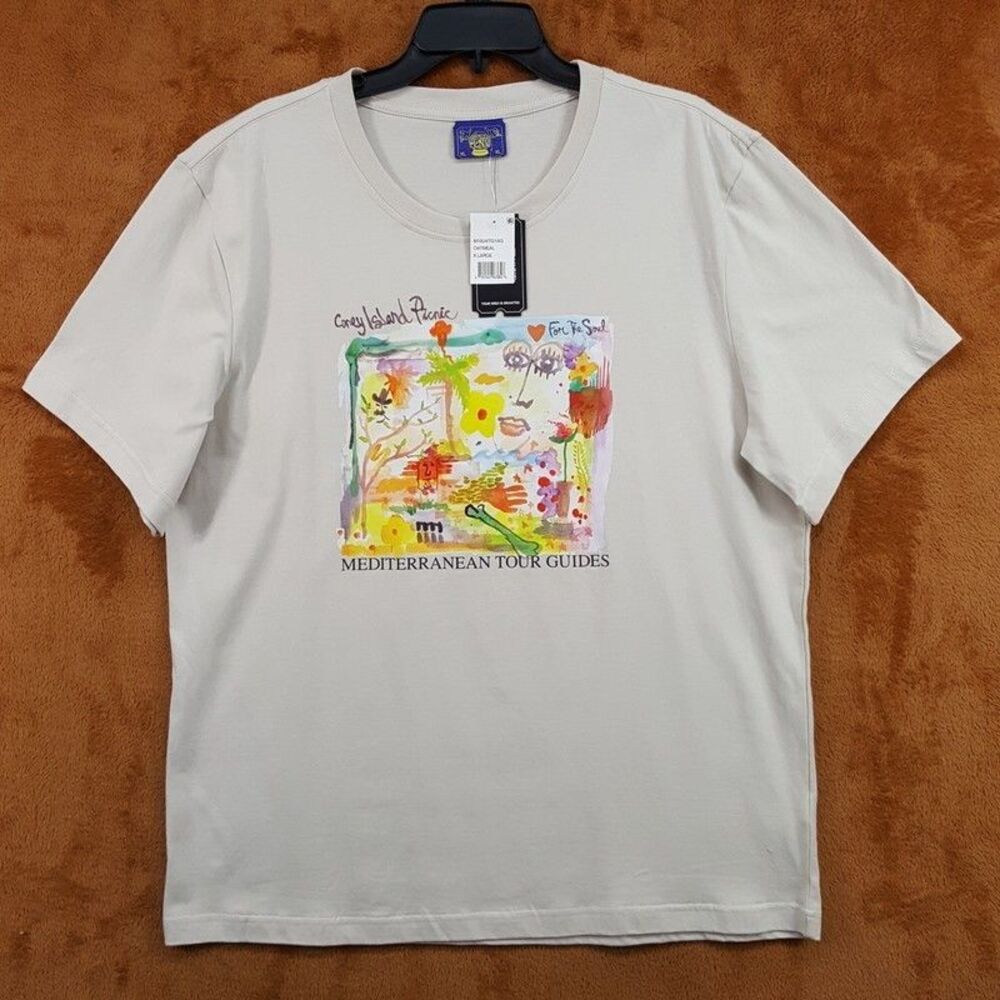 CONEY ISLAND Shirt Mens XL Tan Pullover Crew Mediterranean Tour Guides